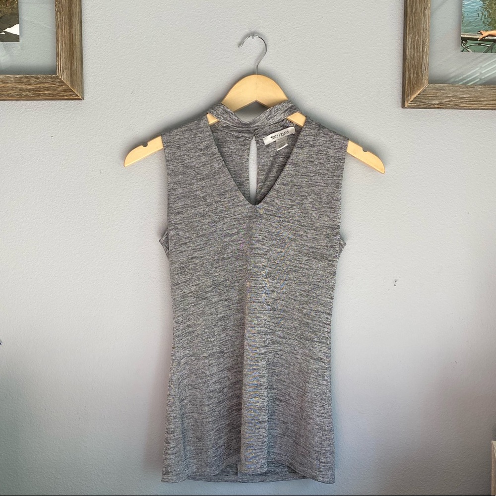 White House | Black Market Silver Sleeveless Top